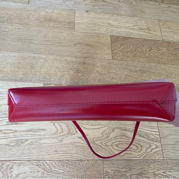 Mansur Gavriel Dark Cherry Red Leather Gaia Shoulder Bag Italy Date Night Clutch - Picture 7 of 10